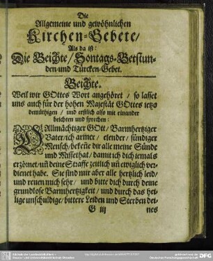 Die Allgemeine und gewöhnlichen Kirchen-Gebete