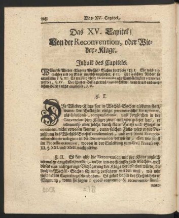 Das XV. Capitel/ Von der Reconvention, oder Wieder-Klage