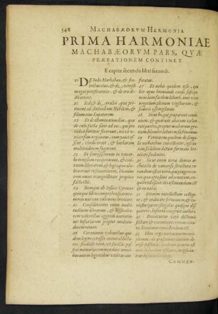 Prima Harmoniae Machabaeorum Pars, Quae Praefationem Continet.