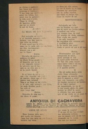 Montenegrina : Letra de Álvaro Retana, música de Luis Barta