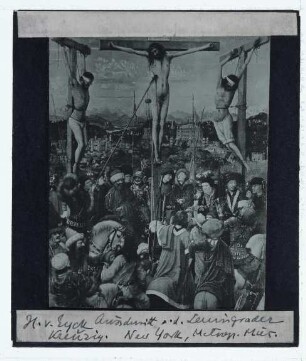 Eyck, Kreuzigung und Jüngstes Gericht (Flügel e. Triptychons) (New York MMA 33.92ab) : Detail des Kreuzigungsbildes