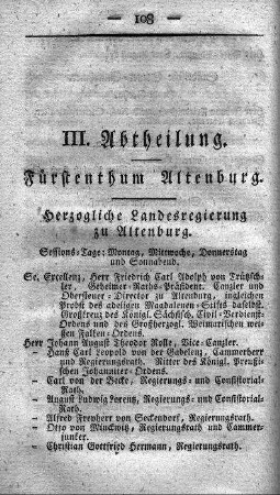III. Abtheilung : Fürstenthum Altenburg