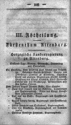 III. Abtheilung : Fürstenthum Altenburg