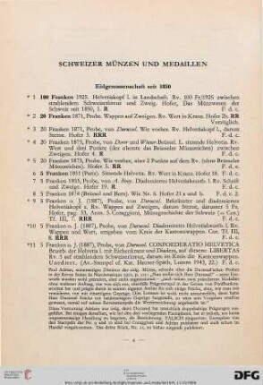 Schweizer Münzen und Medaillen (Nr. 1-402)