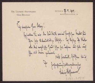 Schreiben an Hermann Muthesius (Brief)