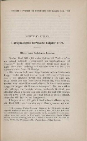 Femte Kapitlet. Ukrajnatågets närmaste följder 1709.