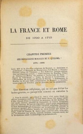 La France et Rome de 1700 à 1715 : histoire diplomatique de la bulle Unigenitus jusqu'à la mort de Louis XIV d'après des documents inédits (Dépot des Affaires Étrangères, Archives d'Amersfoort, etc.)