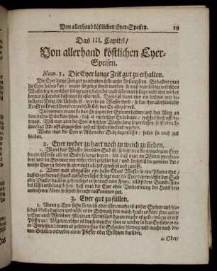 Das III. Capitel. Von allerhand köstlichen Eyer-Speisen.