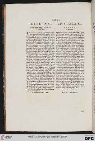 Epistola XII / Lettera XII