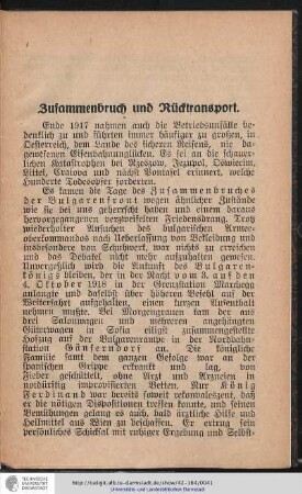 Zusammenbruch und Rücktransport