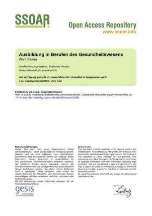 Ausbildung in Berufen des Gesundheitswesens