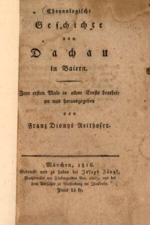 Chronologische Geschichte von Dachau in Baiern