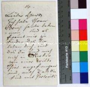 Brief des G. Morton Eden an den Maler Wilhelm Kemlein aus dem United Service Club in London betreffend Kemleins Arbeit an Porträts