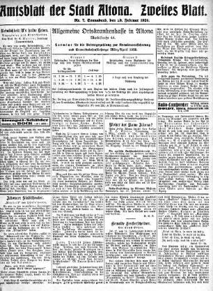 Nummer 7. Zweites Blatt. : Sonnabend, den 29. Februar 1926