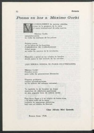 Poema en hoz a Máximo Gorki