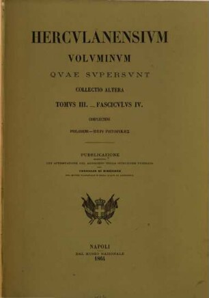 Herculanensium voluminum quae supersunt. Collectio altera. 3. 1864, Fasc. 4
