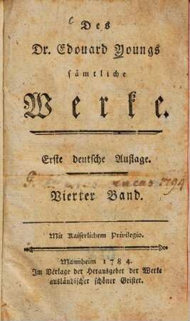 Des Dr. Edouard Youngs Werke, 4