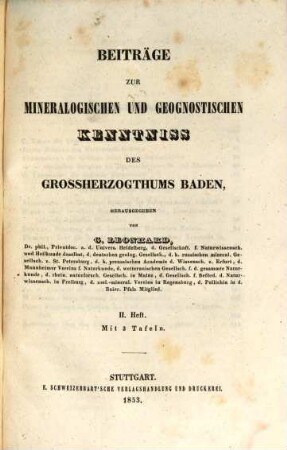 Beiträge zur mineralogischen und geognostischen Kenntniss des Grossherzogthums Baden, 2