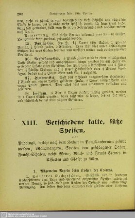 XIII. Verschiedene kalte, süße Speisen