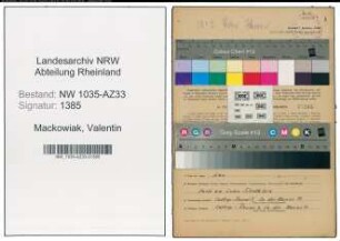 Entnazifizierung Valentin Mackowiak , geb. 03.10.1914 (Maurer)