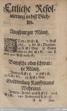 Ettliche Resolvierung in diß Büchlin.