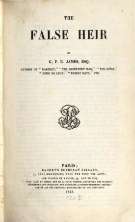Works in Baudry's Edition. 26, The false Heir