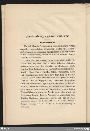 Beschreibung eigener Versuche