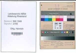 Entnazifizierung Heinrich Ollig , geb. 08.03.1919 (Lehrer)