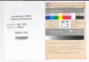 Entnazifizierung Karl Seidler, geb. 09.10.1900 (Verw.Sekretaer)