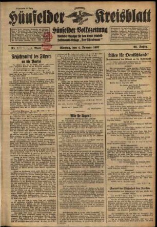 Erste Ausgabe vom Montag, den 04. Januar 1937.