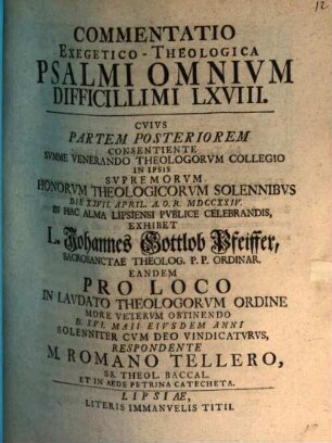 Commentatio exeg. theol. Psalmi omnium difficillimi, LXVIII.. Pars posterior