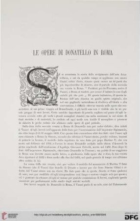 1: Le opere di Donatello in Roma