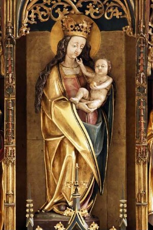 Ersheimer Altarschrein — Festtagsseite — Madonna mit Heiligen — Mondsichelmadonna