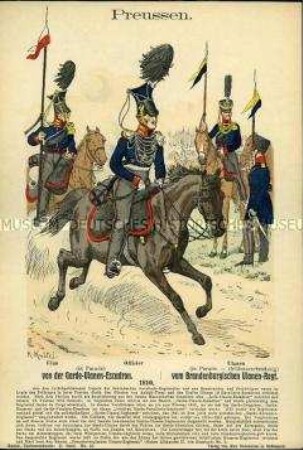 Uniformdarstellung, Gemeine und Offizier der Ulanen, Königreich Preußen, 1810.