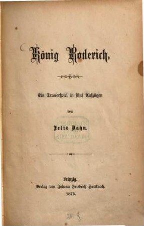 König Roderich : Ein Trauerspiel in fünf Aufzügen