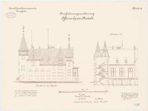 Kavallerie Kasernement II, Danzig-Langfuhr Offizier-Speiseanstalt: Querschnitt, O-Ansicht 1:100
