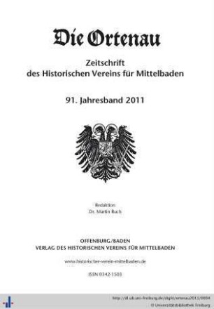 91. Jahresband: Die Ortenau: Zeitschrift des Historischen Vereins für Mittelbaden