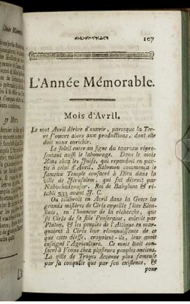 Mois d'Avril.
