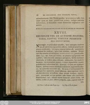 XXVIII. Exemplum VIII. De Actione Pignoratitia, Contra Tertium Possessorem Instituenda.