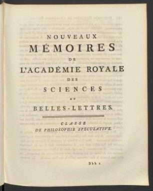 Classe De Philosophie Spéculative