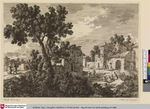 [Landschaft mit Ruinen und Wandererpaar]
