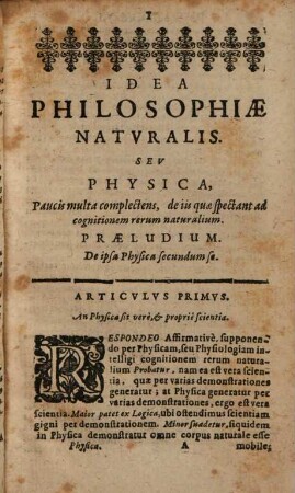 Idea Philosophiae Natvralis, Sev Physica, Pavcis Mvlta Complectens, de iis quae spectant ad cognitionem rerum naturalium : Pars tertia totius Philosophiae