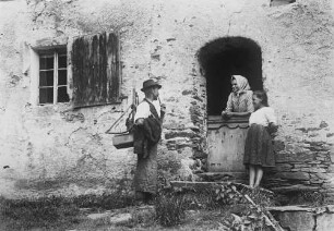 Steinbach/Erzgebirge, Waldarbeiter, Aufbruch zur Arbeit