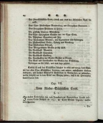 Cap. VII. Vom Nieder-Sächsischen Creis.