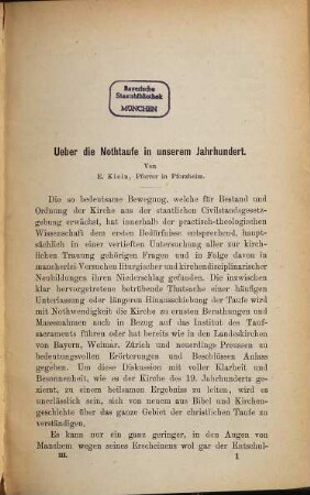 Zeitschrift für praktische Theologie. 3. 1881