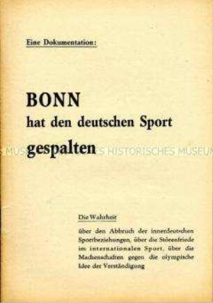 Dokumentation der DDR über die Sportpolitik der Bundesrepublik