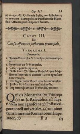 Caput III. De causa efficiente postarum principali.