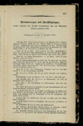 Veränderungen und Berichtigungen, welche während des Drucks vorgekommen und der Redaction bekannt geworden sind