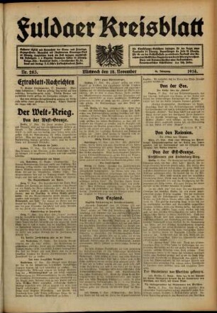 Ausgabe vom Mittwoch, den 18. November 1914.