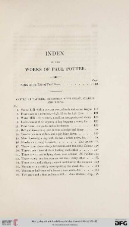 Index to the Works of Paul Potter